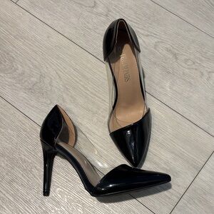 Black and clear heels
